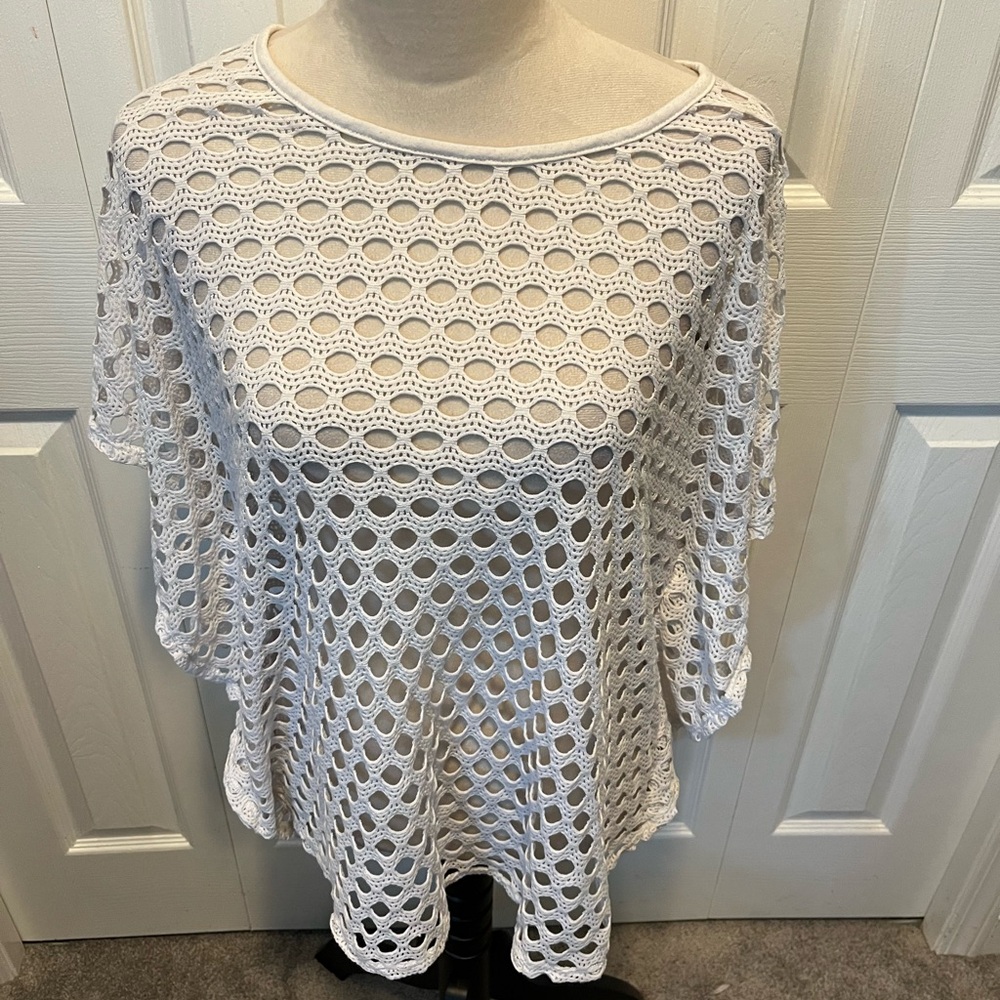 Chicos size L White Crochet Knit Top